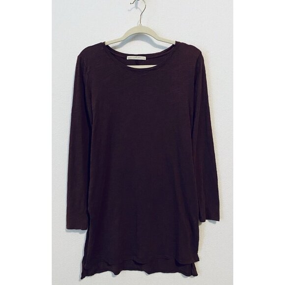 Peruvian Connection Top Womens Medium Maroon Slub Knit Tunic Side Slits Boho - Picture 1 of 7